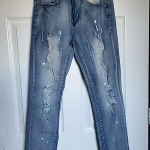 Blue Skinny Distressed Jeans